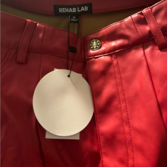 Dolls Kill Rehab Lab Red Vegan Leather Pants with Pink Heart On Rear Sz M NWT - Picture 3 of 3